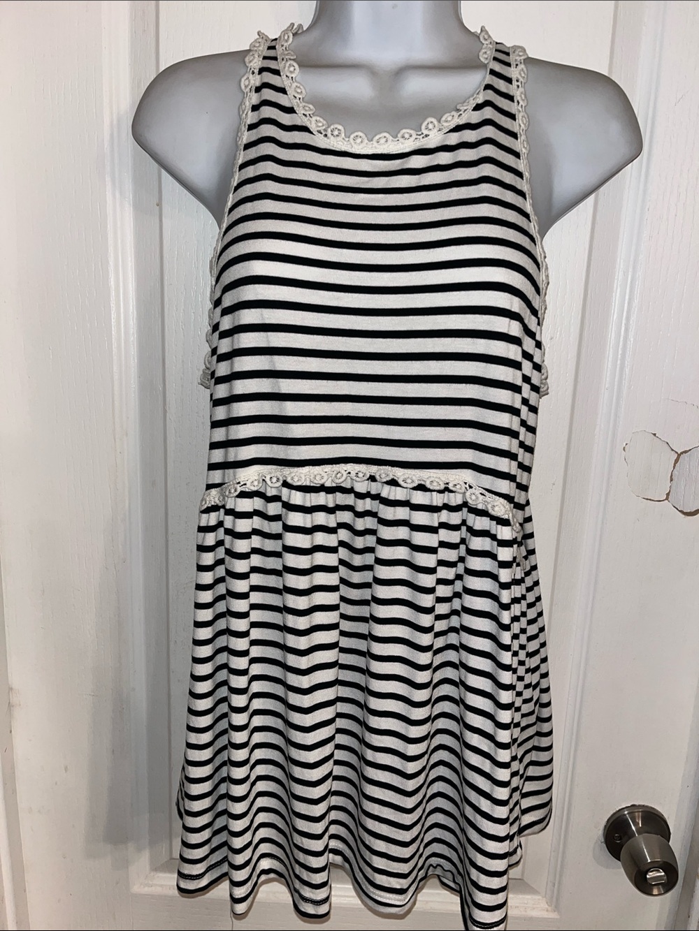 NWT POL babydoll racer back tank with zipper stripped, small - Picture 3 of 8